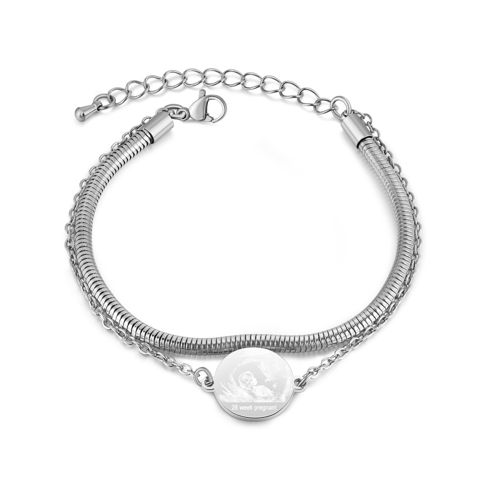 Personalised Pet Portrait Snake Chain Bracelet