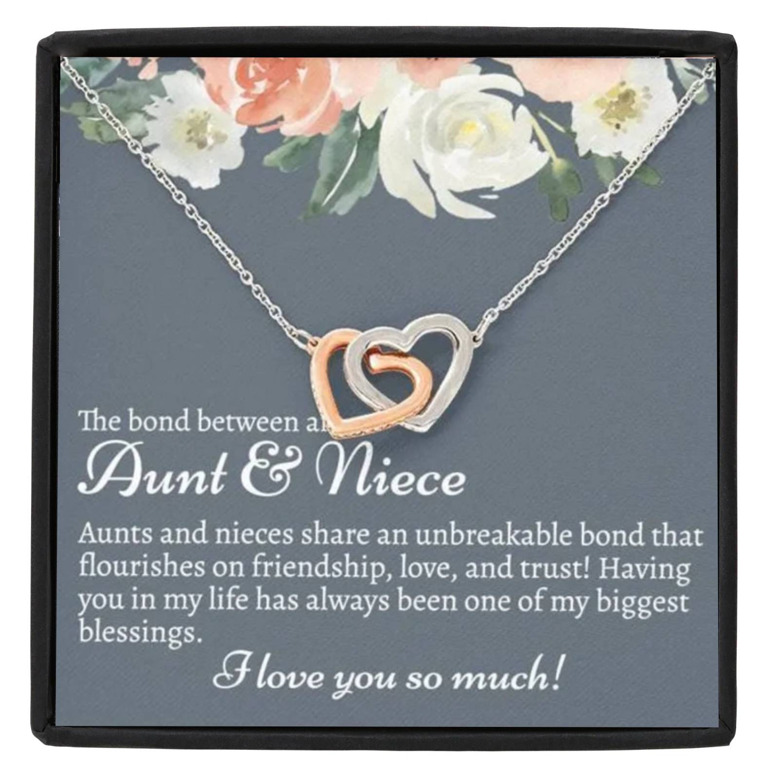 Aunt & Niece Necklace Gift Set S925 Sterling Siver Necklace Interlocking Heart Necklace