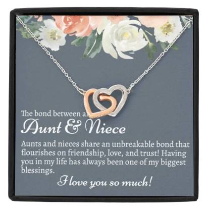 Aunt & Niece Necklace Gift Set S925 Sterling Siver Necklace Interlocking Heart Necklace