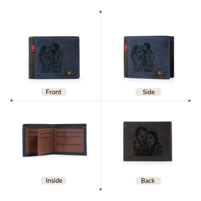 Personalised Men’s Wallet Made From Genuine Leather With an Engraved Photo and Name