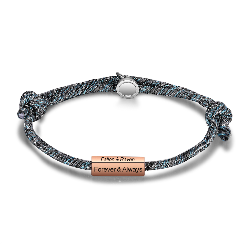 Personalized Matching Braided Couple Bracelets Custom Names Magnetic Bracelets Valentine's Day Gifts for Couple