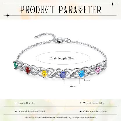 6 Names-Personalized Birthstone & 6 Names Necklace & Bracelet set Special Gift Set With Rose Gift Box Christmas gift for Women | Jessemade