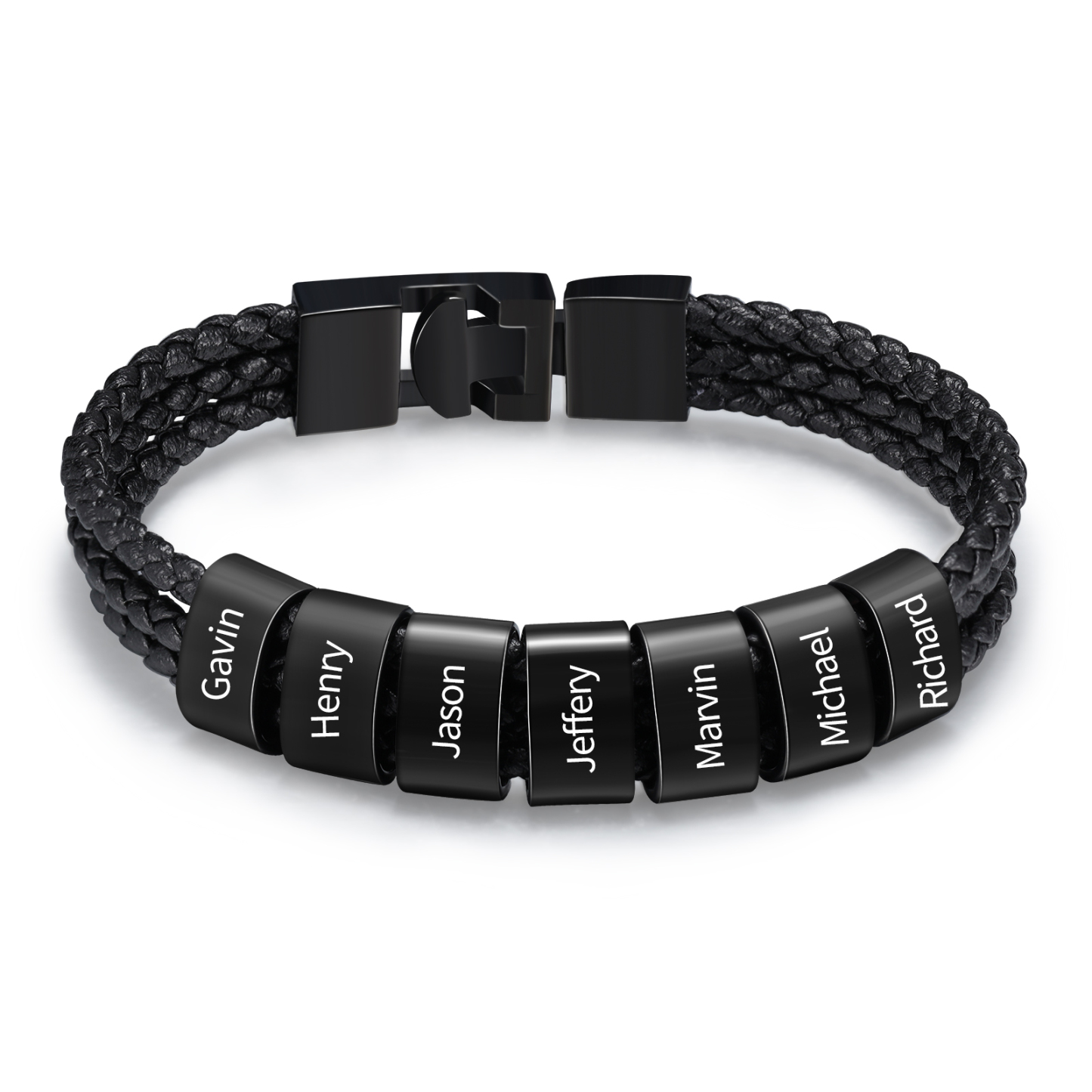 Personalised 1-8 Names Men's Braided Leather Bracelet