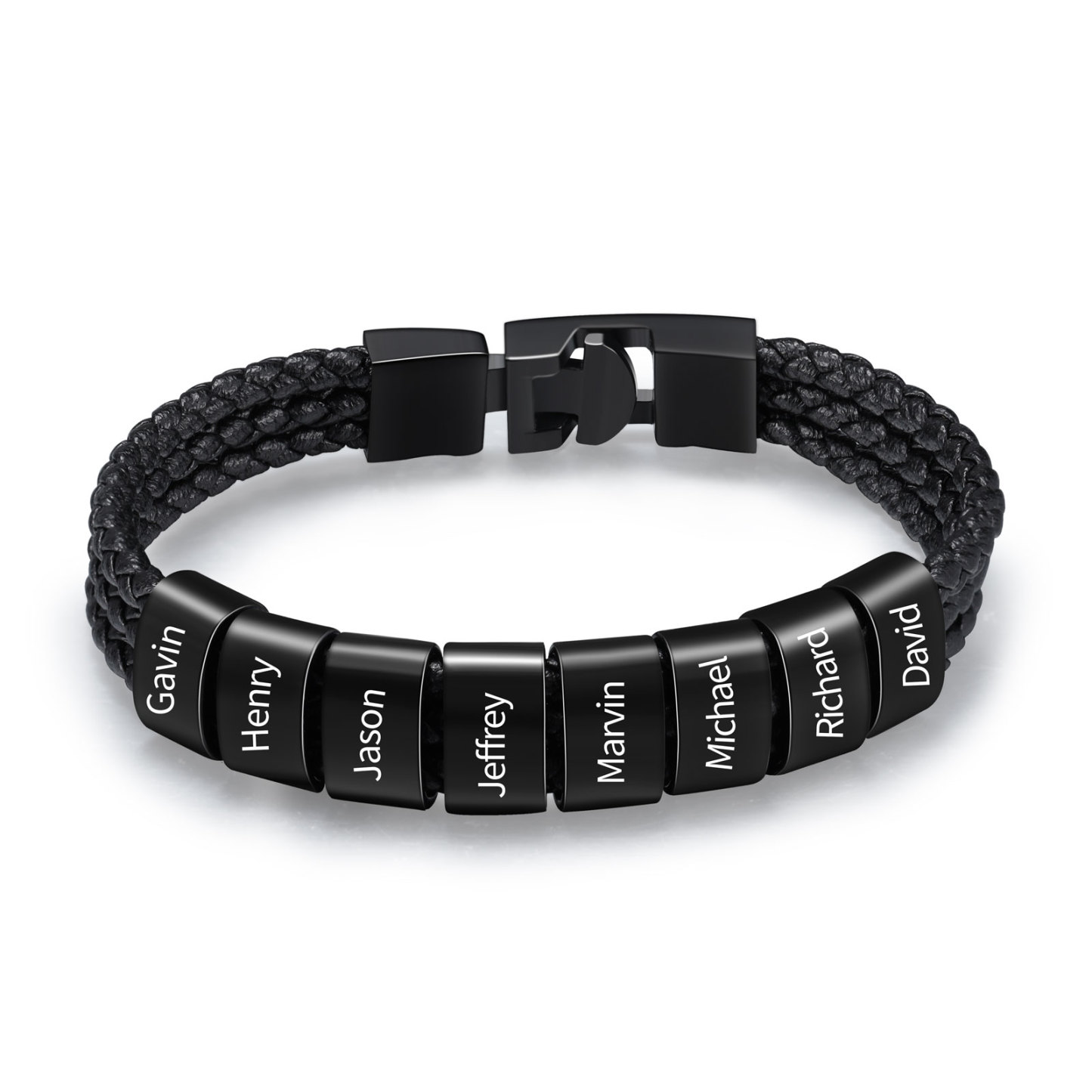Personalised 1-8 Names Men's Braided Leather Bracelet
