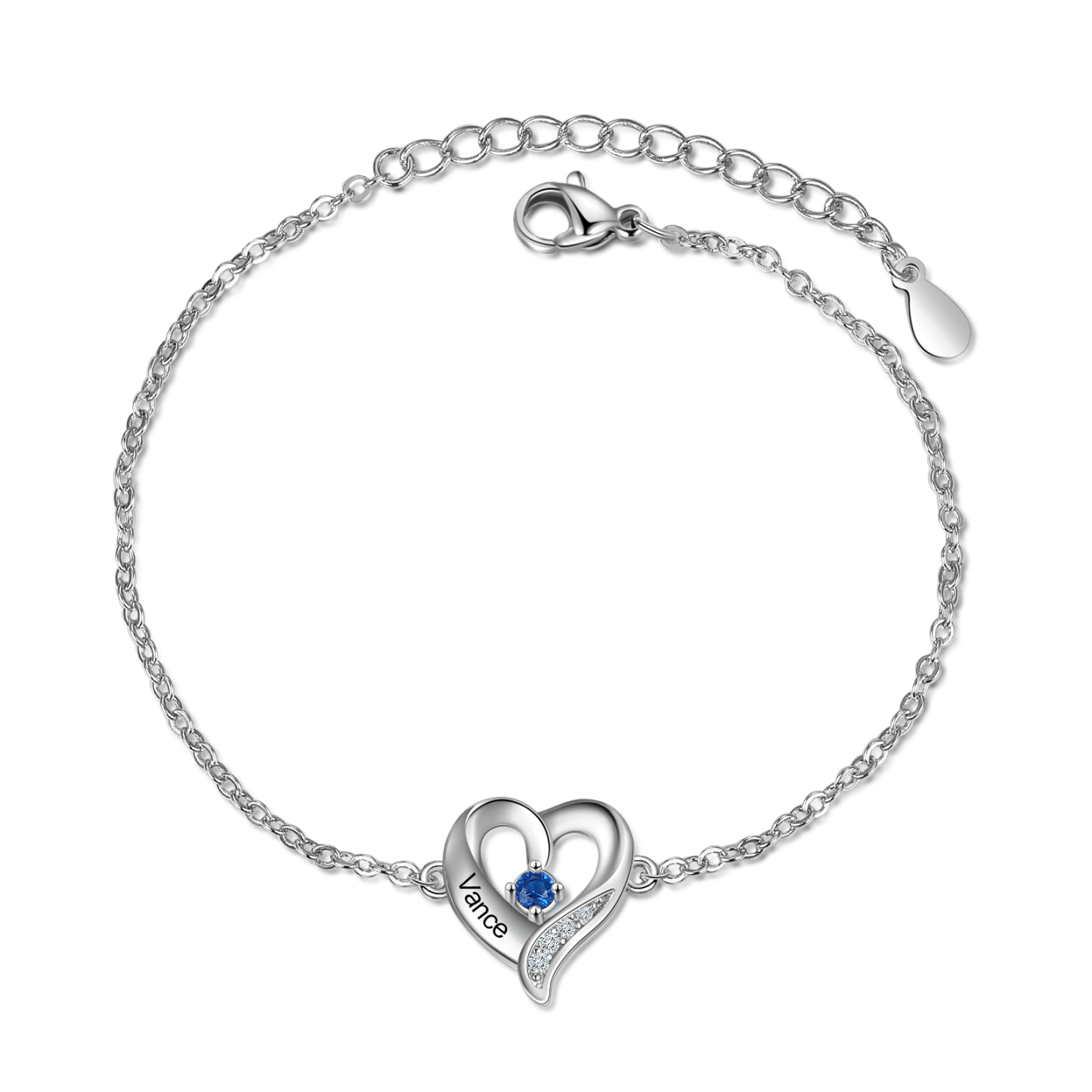 Personalised 1-7 Names Heart Bracelet Gift Set With Gift Box Birthstones Bangle For Her | Jessemade