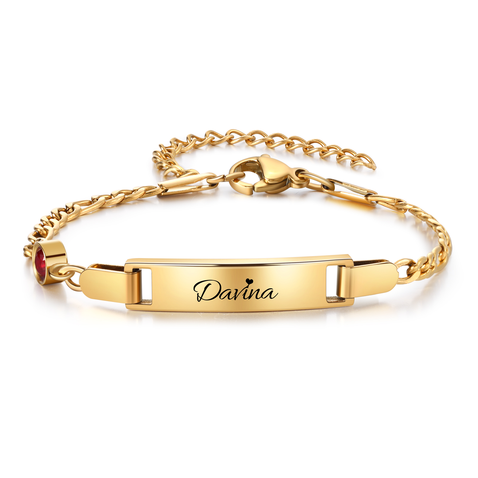 Personalised Adjustable & Engravable Baby Bracelet, Custom Name & Birthstone Stainless Steel Bracelets Gift for Baby and New Mom