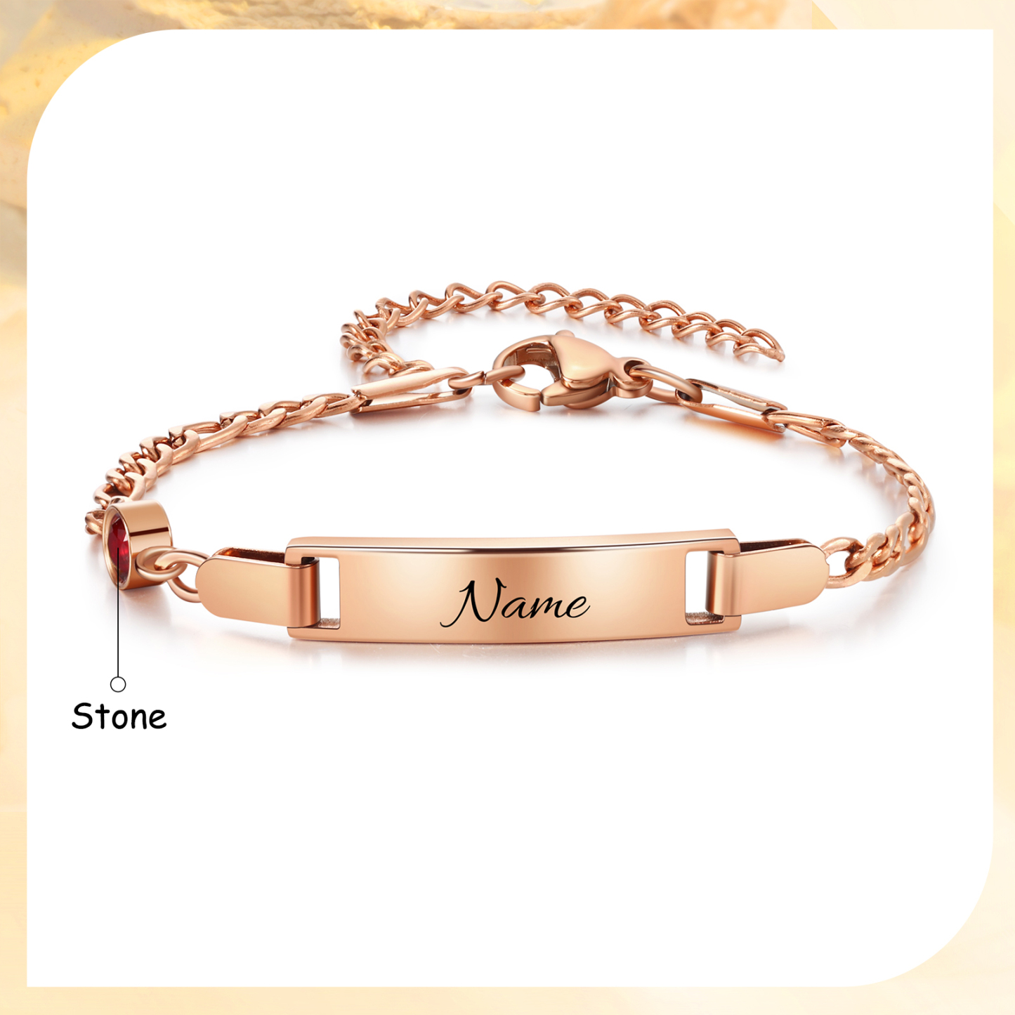 Personalised Adjustable & Engravable Baby Bracelet, Custom Name & Birthstone Stainless Steel Bracelets Gift for Baby and New Mom