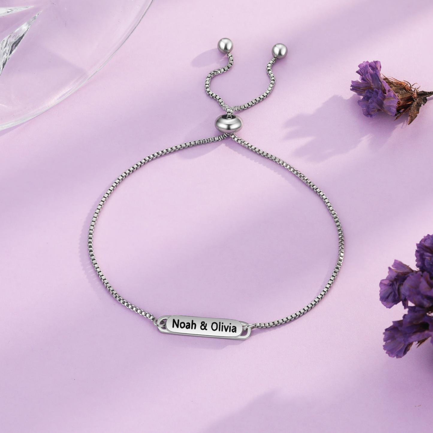 Personalised Couple Bracelet Set - Customized 2 Names, Gold and Silver Adjustable Bracelets, Valentine’s Day Gift for Couples | Jessemade