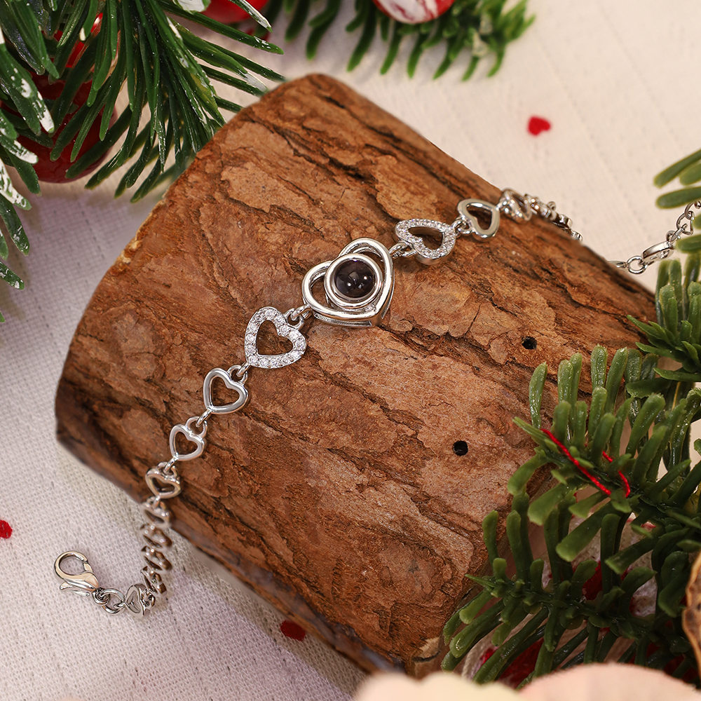 Personalised Heart Projection Bracelet with 1 Photo