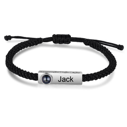 Personalised Couple Projection Stone Bracelet - Customized with 2 Photos & 2 Names, Valentine’s Day Gift for Him/Her | Jessemade