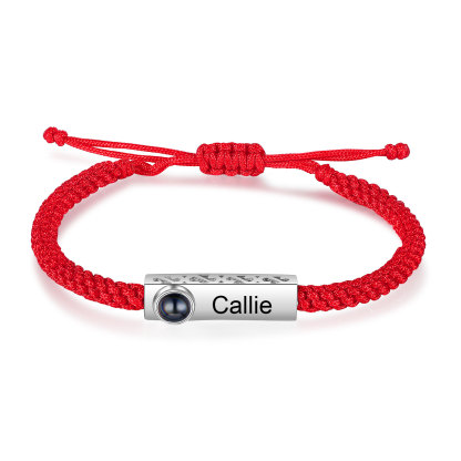 Personalised Couple Projection Stone Bracelet - Customized with 2 Photos & 2 Names, Valentine’s Day Gift for Him/Her | Jessemade