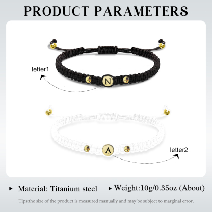 Couple Bracelets Set Customized 2 Letters Bracelet Adjustable Bracelet for Couples | Jessmade
