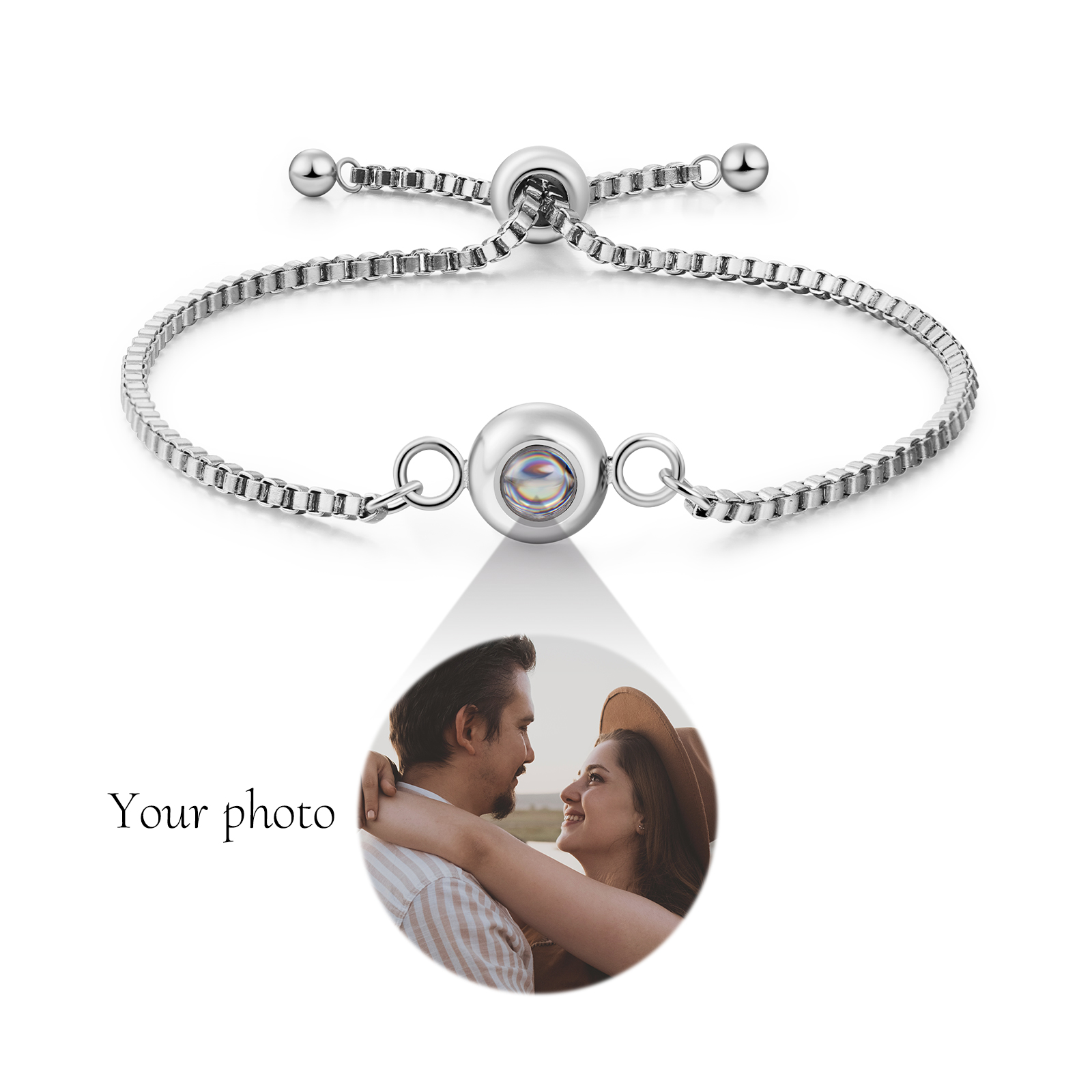 Personalised Projection Stone Couple Bracelet - Custom Photo Keepsake Christmas Gift for Her | Jessemade