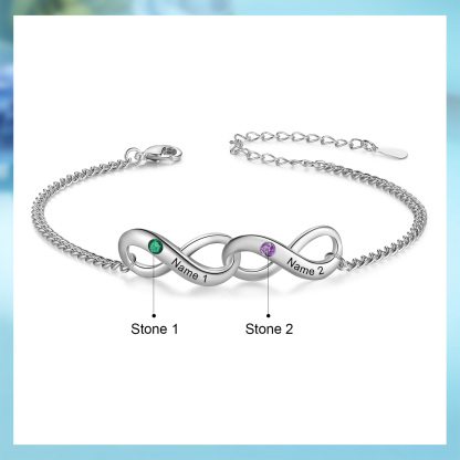 2 Names-Personalised Woman Bracelet With Birthstone Custom Names Bracelet Gift For Her