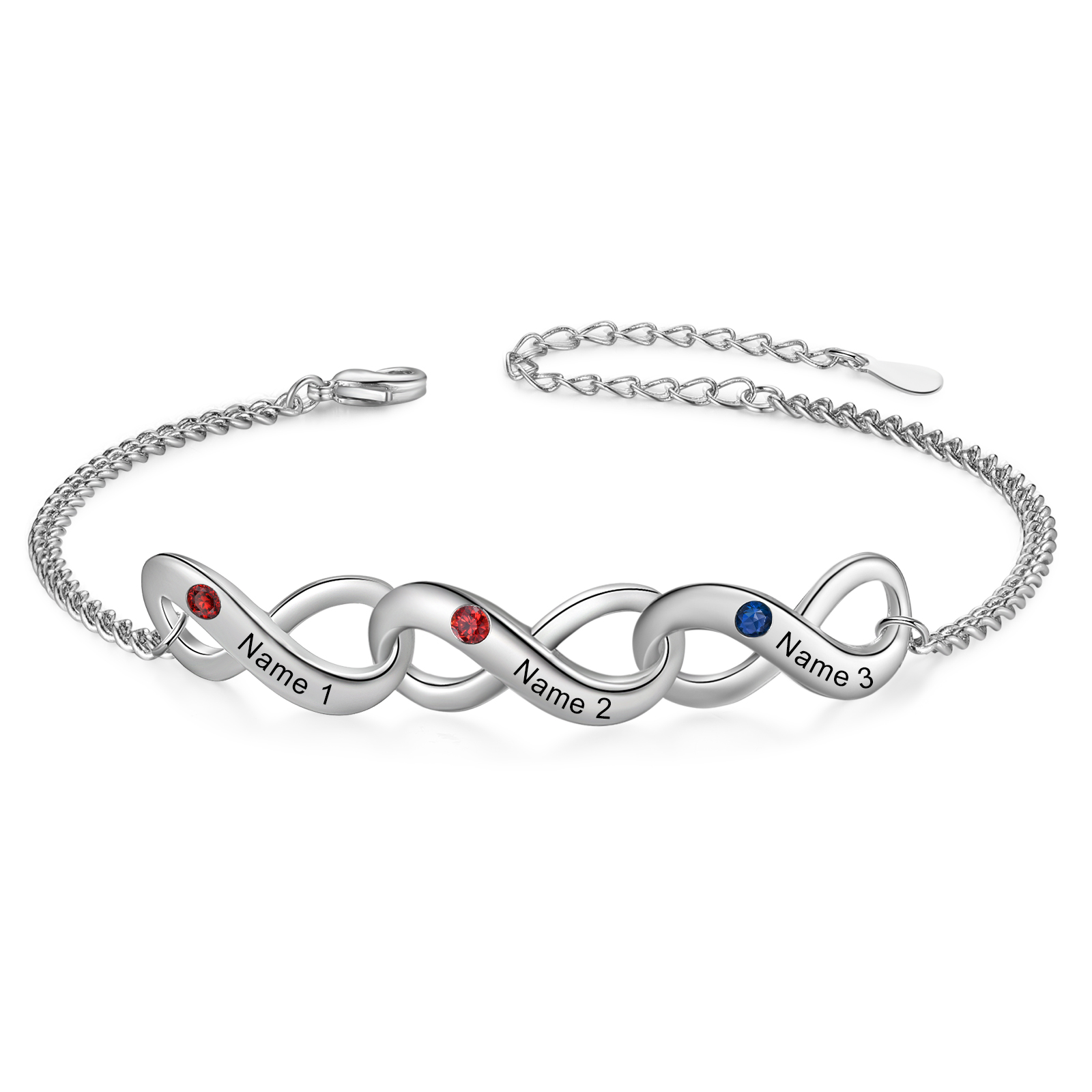 3 Names-Personalised Woman Bracelet With Birthstone Custom Names Bracelet Gift For Her