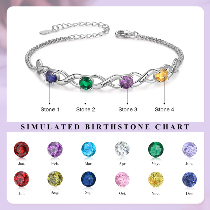 5 Names-Personalised Woman Bracelet With Round Birthstone Custom Names Bracelet Gift For Her