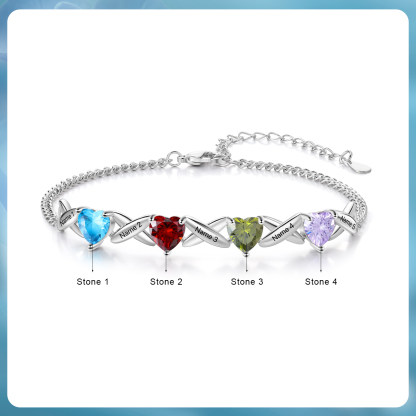 5 Names - Personalised Love Birthstone and Name Beautiful Bracelet Gift for Her