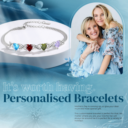 5 Names - Personalised Love Birthstone and Name Beautiful Bracelet Gift for Her