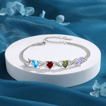 5 Names - Personalised Love Birthstone and Name Beautiful Bracelet Gift for Her