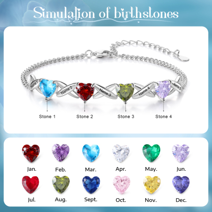 5 Names - Personalised Love Birthstone and Name Beautiful Bracelet Gift for Her