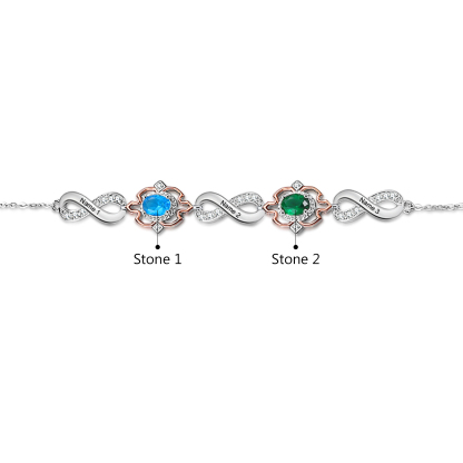 3 Names-Personalized Name Bracelet Customized Bracelet With 2 Birthstones For Her