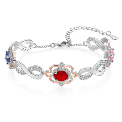 4 Names-Personalized Name Bracelet Customized Woman Bracelet With 3 Birthstones For Her