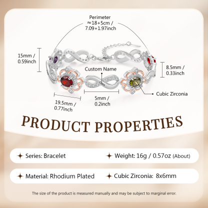 5 Names-Personalized Name Bracelet Customized Woman Bracelet With 4 Birthstones For Her