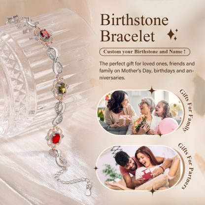 5 Names-Personalized Name Bracelet Customized Woman Bracelet With 4 Birthstones For Her