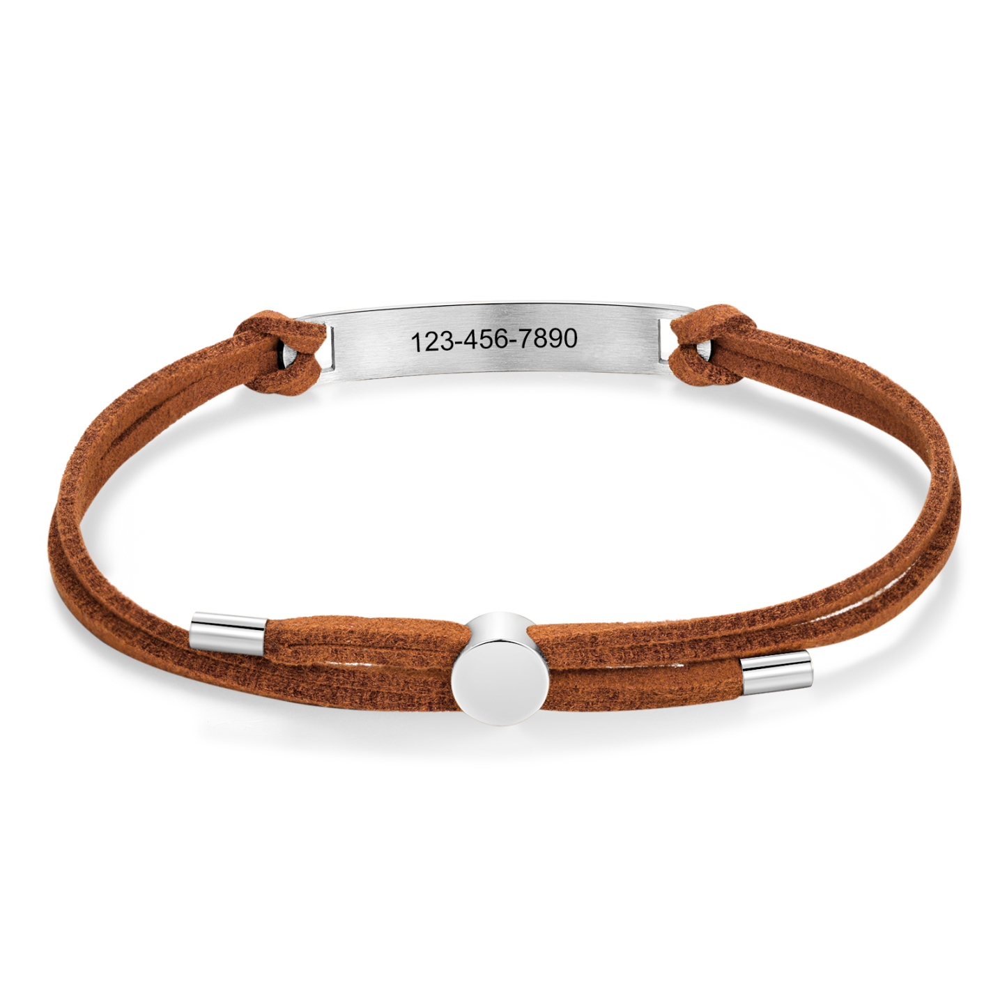 Personalised Name and Text Silver Titanium Steel Bracelet Men's Bracelet Father's Day Gift for Dad