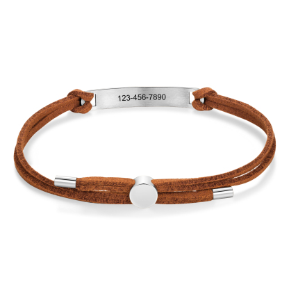 Personalised Name and Text Silver Titanium Steel Bracelet Men's Bracelet Father's Day Gift for Dad