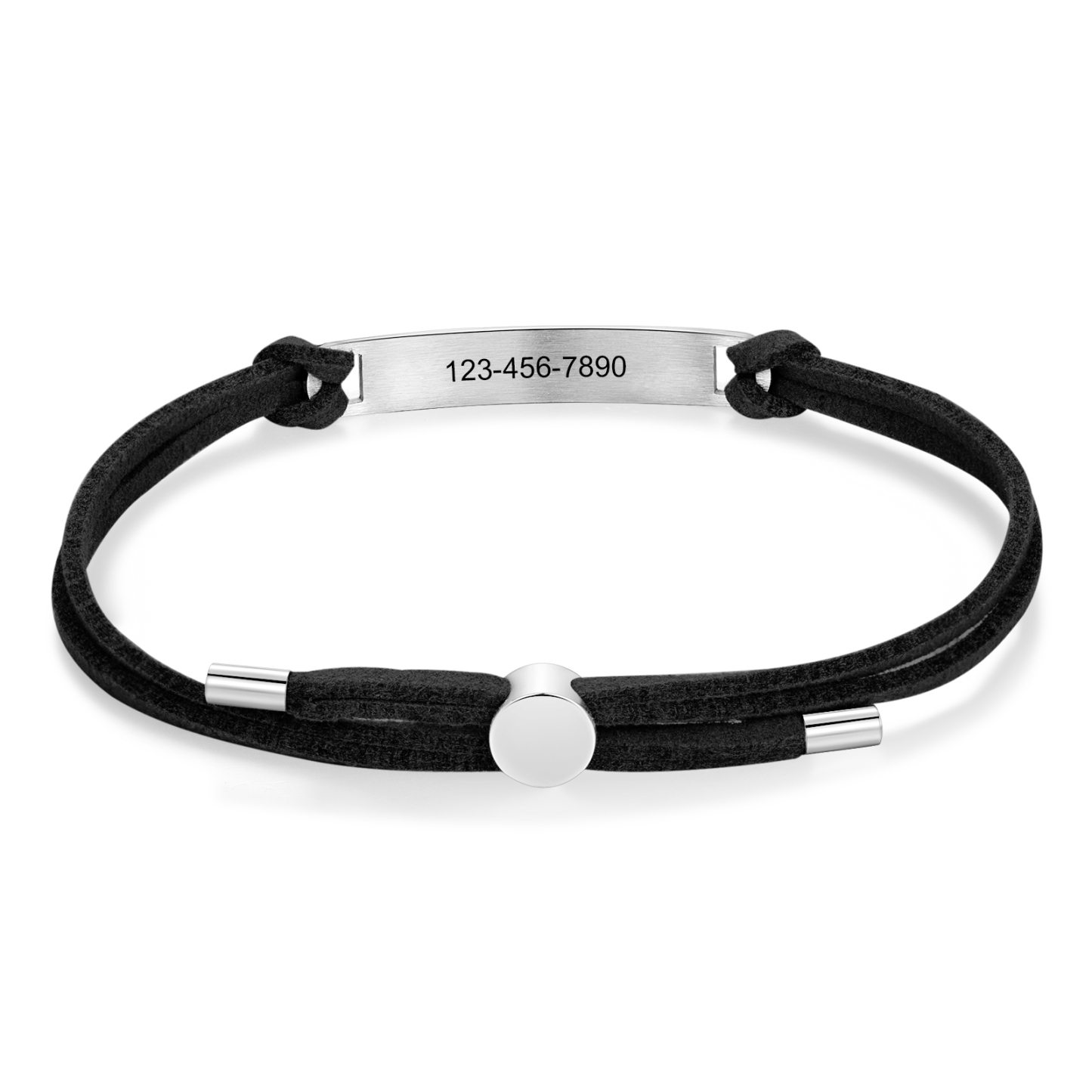 Personalised Name and Text Silver Titanium Steel Bracelet Men's Bracelet Father's Day Gift for Dad