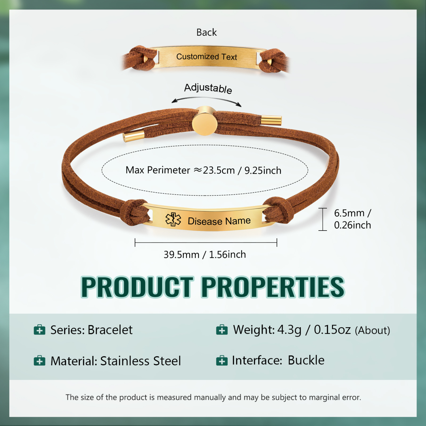 Personalised Name and Text Gold Titanium Steel Bracelet Men's Bracelet Father's Day Gift for Dad