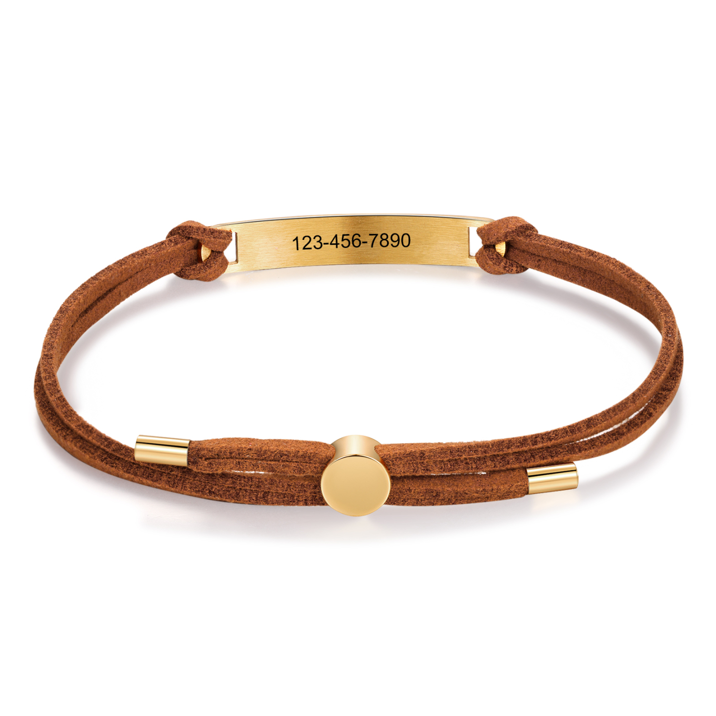 Personalised Name and Text Gold Titanium Steel Bracelet Men's Bracelet Father's Day Gift for Dad