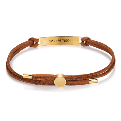 Personalised Name and Text Gold Titanium Steel Bracelet Men's Bracelet Father's Day Gift for Dad