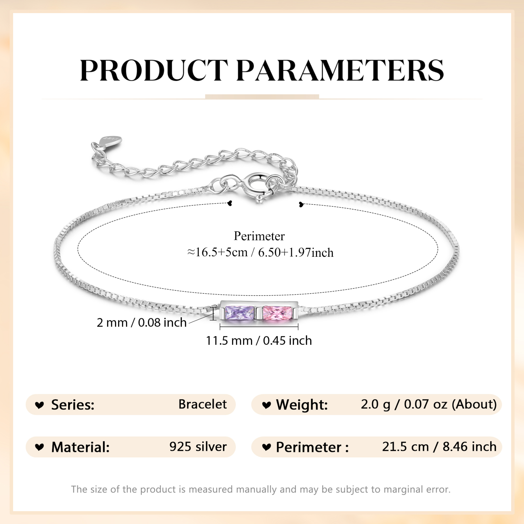 Personalised S925 Silver Women's Bracelet – Custom 2 Birthstones Gift for Nan/Mum/Daughter | Jessemade