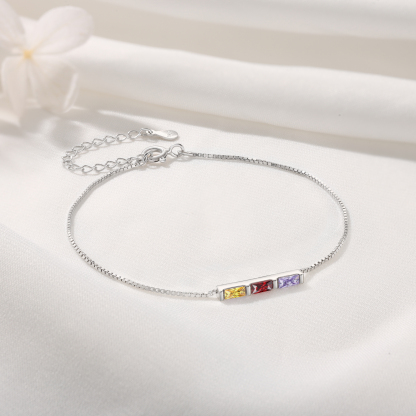 Personalised S925 Silver Women's Bracelet – Custom 3 Birthstones Gift for Nan/Mum/Daughter | Jessemade