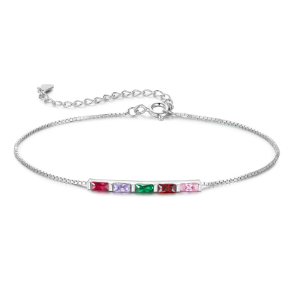 Personalised S925 Silver Women's Bracelet – Custom 5 Birthstones Gift for Nan/Mum/Daughter | Jessemade