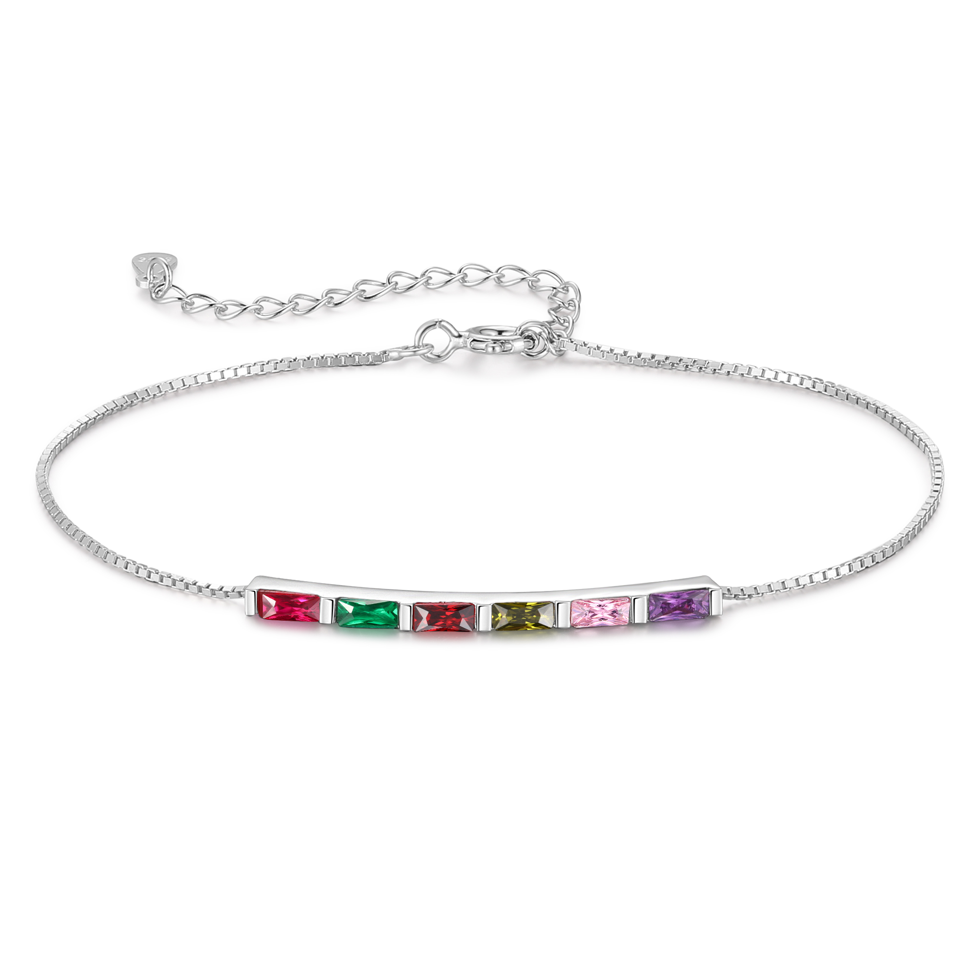 Personalised S925 Silver Women's Bracelet – Custom 3 Birthstones Gift