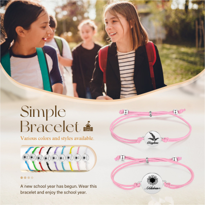 2 PCS Personalised Elastic Cord Bracelet Customized 2 Names Gift for Daughter