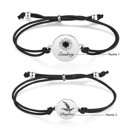 2 PCS Personalised Elastic Cord Bracelet Customized 2 Names Gift for Daughter