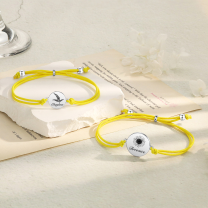 2 PCS Personalised Elastic Cord Bracelet Customized 2 Names Gift for Daughter