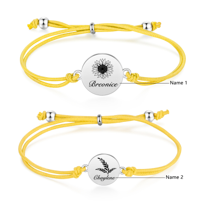 2 PCS Personalised Elastic Cord Bracelet Customized 2 Names Gift for Daughter