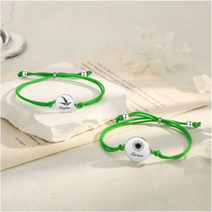 2 PCS Personalised Elastic Cord Bracelet Customized 2 Names Gift for Daughter