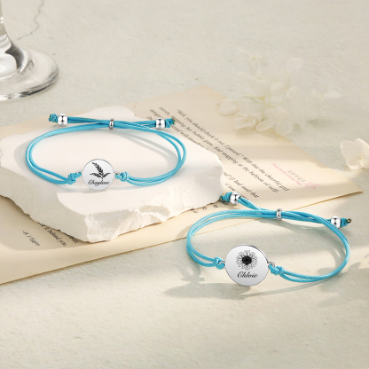 2 PCS Personalised Elastic Cord Bracelet Customized 2 Names Gift for Daughter