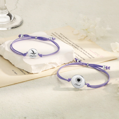2 PCS Personalised Elastic Cord Bracelet Customized 2 Names Gift for Daughter