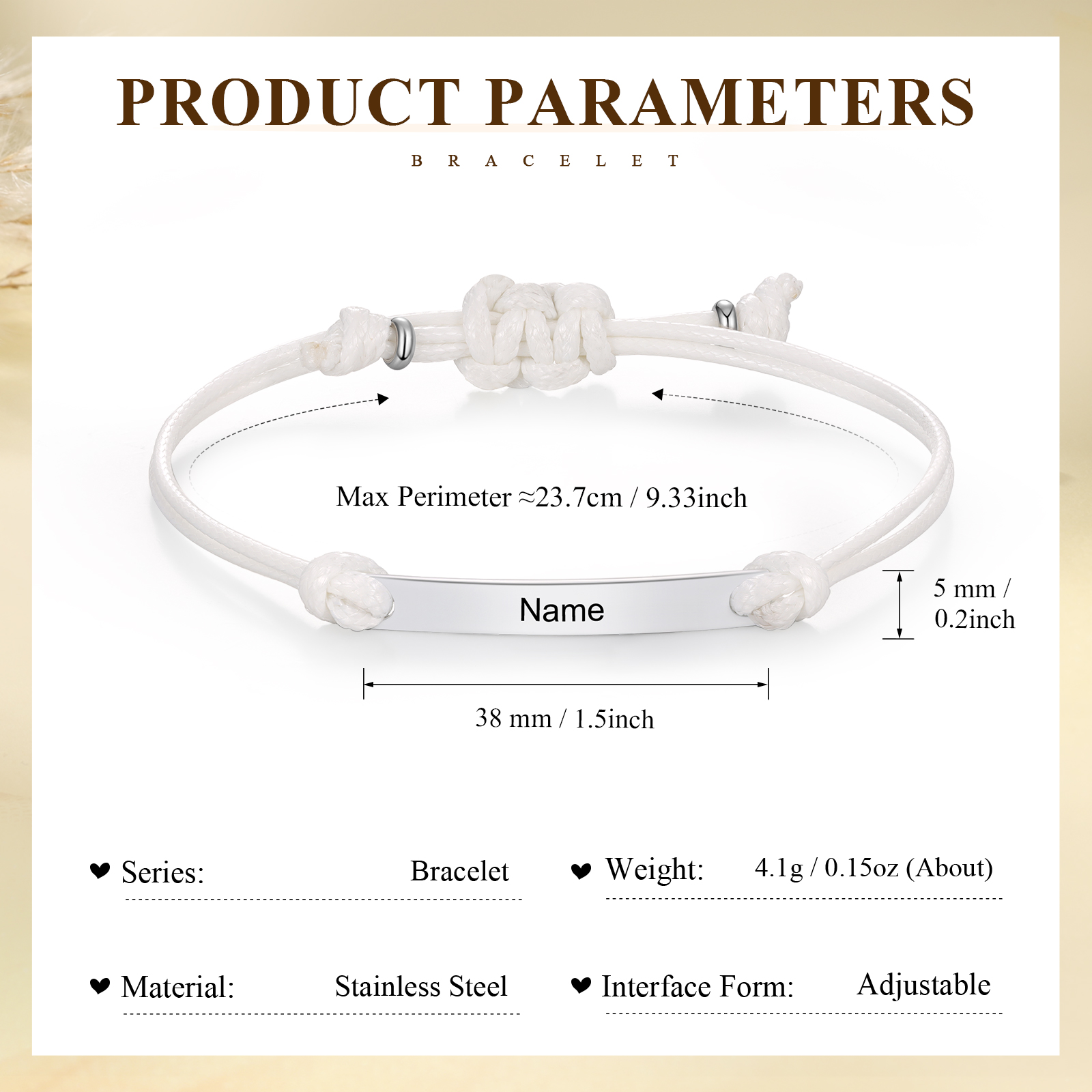 Personalized Name Leather Stainless Steel Bracelet, Back To School Gift For Daughter