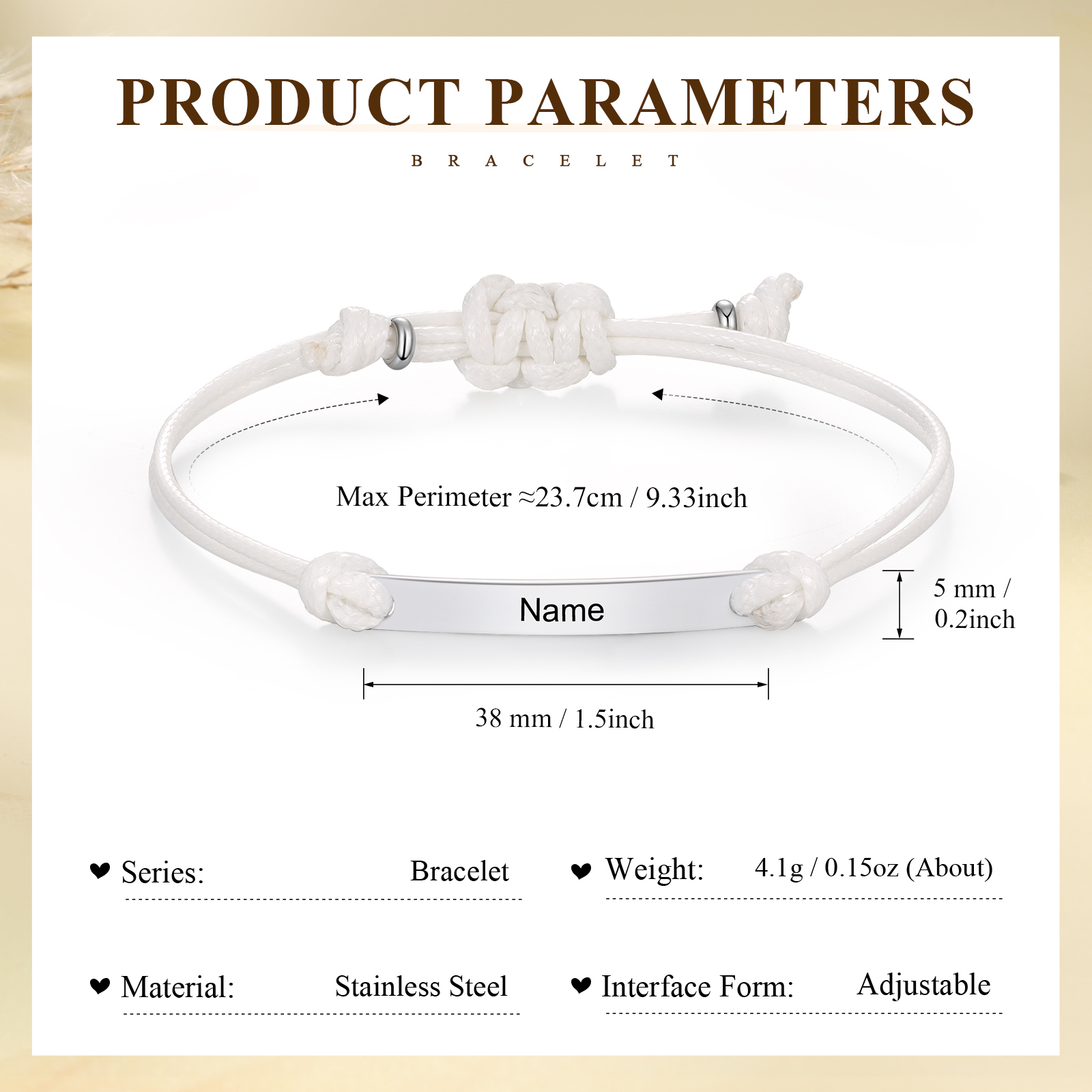 Personalized Name Leather Stainless Steel Bracelet, Back To School Gift For Daughter