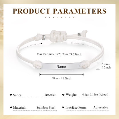 Personalized Name Leather Stainless Steel Bracelet, Back To School Gift For Daughter