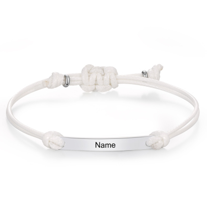 Personalized Name Leather Stainless Steel Bracelet, Back To School Gift For Daughter