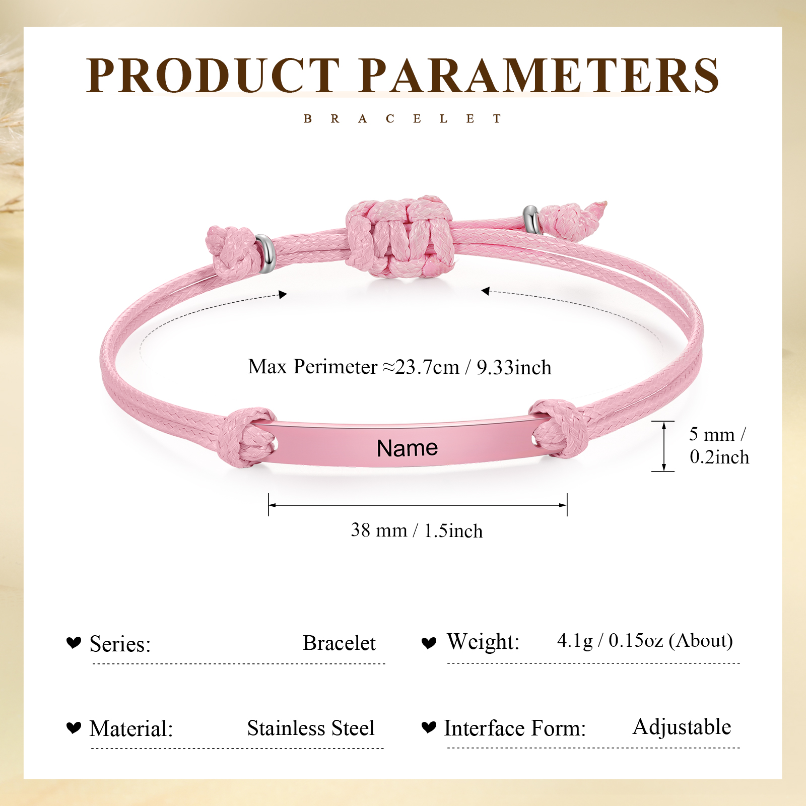 Personalized Name Leather Stainless Steel Bracelet, Back To School Gift For Daughter